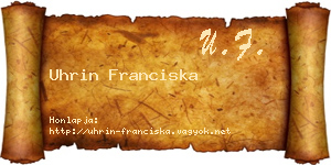 Uhrin Franciska névjegykártya